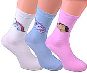 pastel coloured socks with 3 differend kinds of unicorns